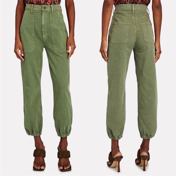 MOTHER The Wrapper Patch Springy Ankle Jeans, Green, size 23 - Picture 2 of 9